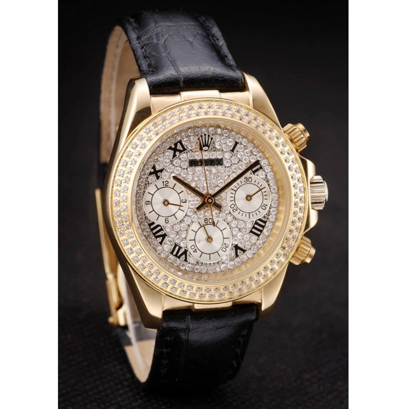 MiroTime 0717 Rolex Daytona Lady Gold Case Crystal Studded Bezel Crystal Studded Dial 98238